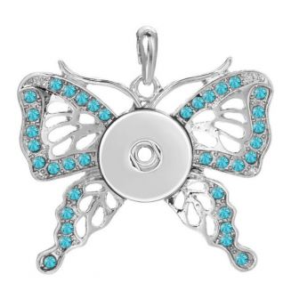 Fako Bijoux® - Kettinghanger Voor Click Buttons - Vlinder Strass - Turquoise