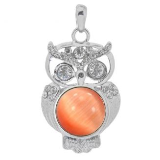 Fako Bijoux® - Kettinghanger - Click Buttons - Uil + Kattenoog Oranje