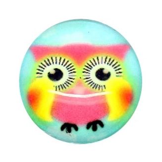 Fako Bijoux® - Click Button - Glas - Uiltje Blauw/Roze