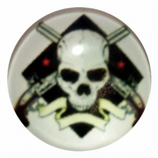 Fako Bijoux® - Click Button - Glas - Schedel Gun