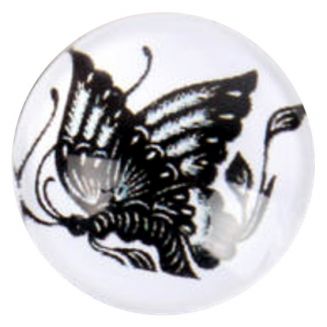Fako Bijoux® - Click Button - Glas - Vlinder Zwart/Wit