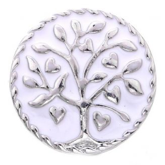 Fako Bijoux® - Click Button - Metaal - Boom - Wit