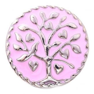 Fako Bijoux® - Click Button - Metaal - Boom - Roze