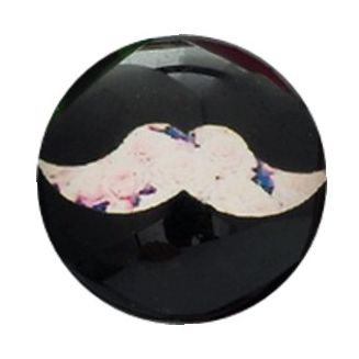 Fako Bijoux® - Click Button - Glas - Snor Zwart/Wit