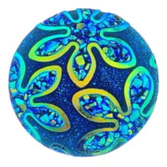 Fako Bijoux® - Click Button - Glitter Bloem - Blauw