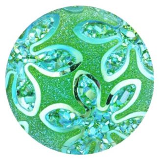 Fako Bijoux® - Click Button - Glitter Bloem - Groen
