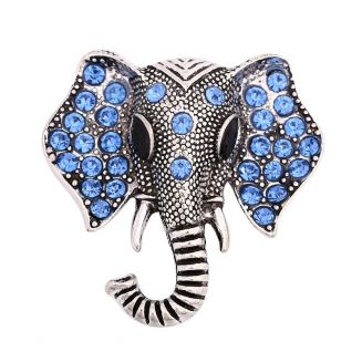 Fako Bijoux® - Click Button - Olifant Strass - Blauw