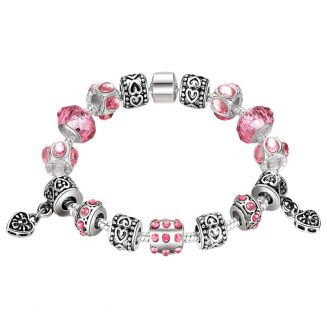 Fako Bijoux® - Bedelarmband - Verzilverd Deluxe - Roze