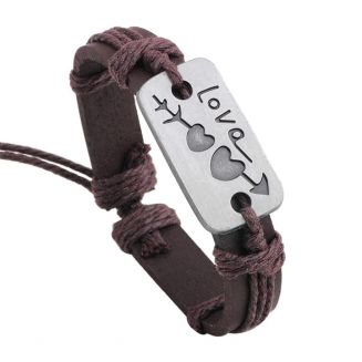 Fako Bijoux® - Armband - Leder - Love Cupido - Bruin