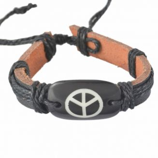 Fako Bijoux® - Armband - Leder - Plate Peace
