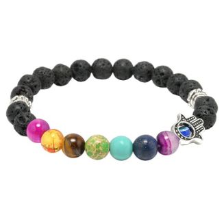 Fako Bijoux® - Buddha Armband - Reiki Hamsa - Lavasteen