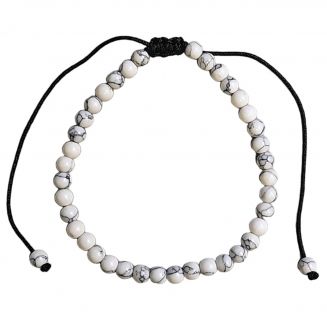 Fako Bijoux® - Natuurstenen Armband - Natuursteen - 4mm - Verstelbaar - 16-23cm - Howliet - Wit