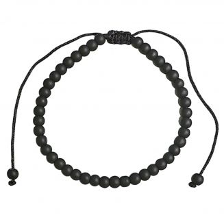 Fako Bijoux® - Natuurstenen Armband - Natuursteen - 4mm - Verstelbaar - 16-23cm - Mat Zwart