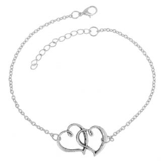 Fako Bijoux® - Enkelbandje - Dubbel Hart - XL