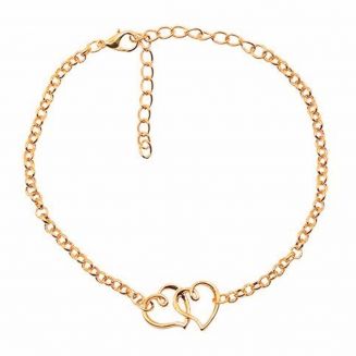 Fako Bijoux® - Enkelbandje - Dubbel Hart - Goudkleurig