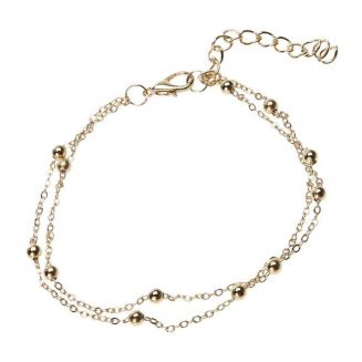 Fako Bijoux® - Enkelbandje - Balletjes Duo - Goudkleurig