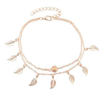 Fako Bijoux® - Enkelbandje - Blaadjes - Goudkleurig