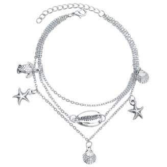 Fako Bijoux® - Enkelbandje - Enkelsieraad - Under The Sea Trio - Zilverkleurig