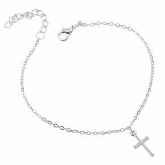 Fako Bijoux® - Enkelbandje - Enkelsieraad - Kruisje - Zilverkleurig