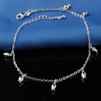 Fako Bijoux® - Enkelbandje Verzilverd - Tulpen - 23cm - Zilverkleurig