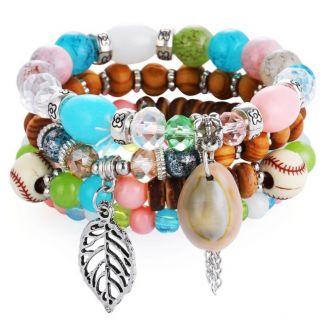 Fako Bijoux® - Armband Set - Boho - Bohemian - Schelp - Multicolor