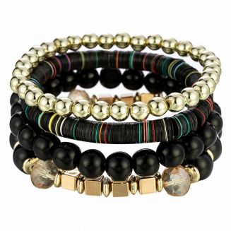 Fako Bijoux® - Armband Set - Boho - Bohemian - Katsuki - Zwart