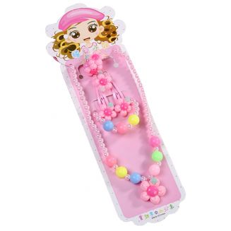 Fako Bijoux® - Kindersieraden Set - Kinderketting & Armband - Plastic - Bloemetjes - Lichtroze