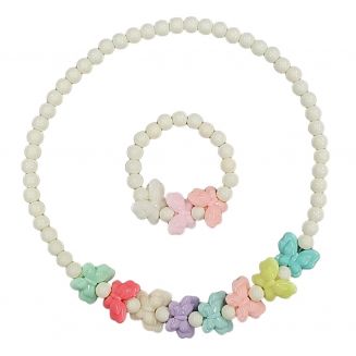 Fako Bijoux® - Kinderketting en Armband - Plastic - Vlindertjes