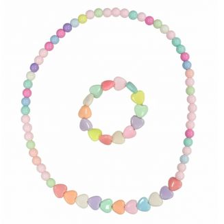 Fako Bijoux® - Kinderketting en Armband - Plastic - Hartjes