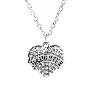Fako Bijoux® - Ketting - Hart - Kristal - Daughter - Wit