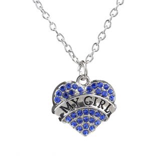 Fako Bijoux® - Ketting - Hart - Kristal - My Girl - Blauw