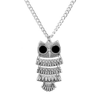 Fako Bijoux® - Ketting - Dansend Uiltje - 25x50mm - Zilverkleurig