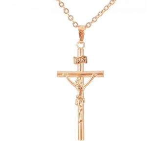 Fako Bijoux® - Ketting - Kruis - Classic - Goudkleurig