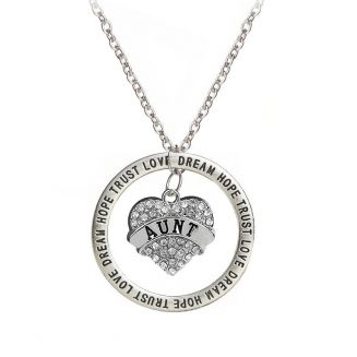 Fako Bijoux® - Ketting - Hart - Kristal - Ring - Aunt - Tante
