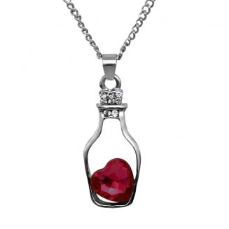 Fako Bijoux® - Ketting - Fles Met Hart - Rood