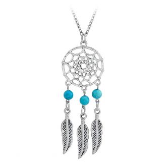 Fako Bijoux® - Ketting - Vintage - Dromenvanger - Turquoise Trio