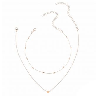 Fako Bijoux® - Ketting Hartje & Choker Bullets - Set - Goudkleurig