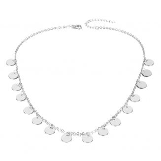 Fako Bijoux® - Ketting - Choker - Muntjes - 38cm - Zilverkleurig