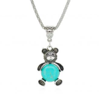 Fako Bijoux® - Ketting - Tibetaanse Stijl - Zilverkleurig - Beertje