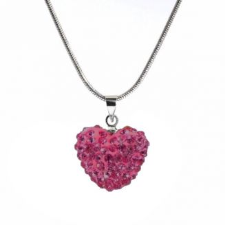 Fako Bijoux® - Ketting - Disco Dots - Hart - Fuchsia