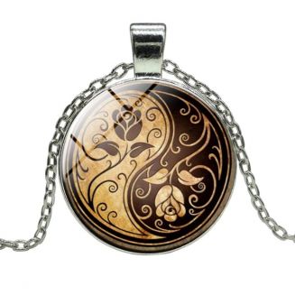 Fako Bijoux® - Ketting - Cabochon - Yin Yang - Rozen
