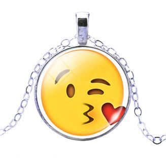 Fako Bijoux® - Ketting - Cabochon - Emoji - Hart Kus