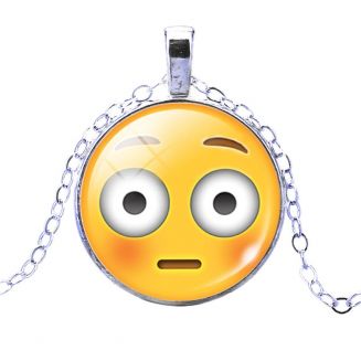 Fako Bijoux® - Ketting - Cabochon - Emoji - Verbaasd