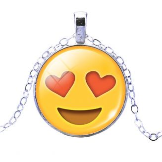 Fako Bijoux® - Ketting - Cabochon - Emoji - Hartjes Ogen