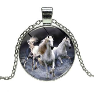 Fako Bijoux® - Ketting - Cabochon - Paarden - Wit