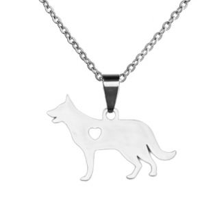 Fako Bijoux® - Ketting Met Hanger - Stainless Steel - RVS - Staal - Hond - Herder - Zilverkleurig