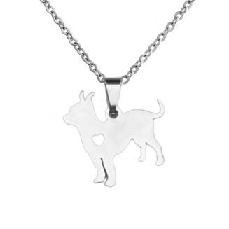 Fako Bijoux® - Ketting Met Hanger - Stainless Steel - RVS - Staal - Hond - Chihuahua - Zilverkleurig