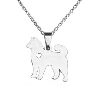 Fako Bijoux® - Ketting Met Hanger - Stainless Steel - RVS - Staal - Hond - Keeshond - Zilverkleurig