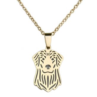 Fako Bijoux® - Ketting Met Hanger - Stainless Steel - RVS - Staal - Hond - Hondenkop - Retriever - Goudkleurig