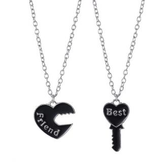 Fako Bijoux® - Vriendschapsketting - Hart & Sleutel - Best Friend - Zwart